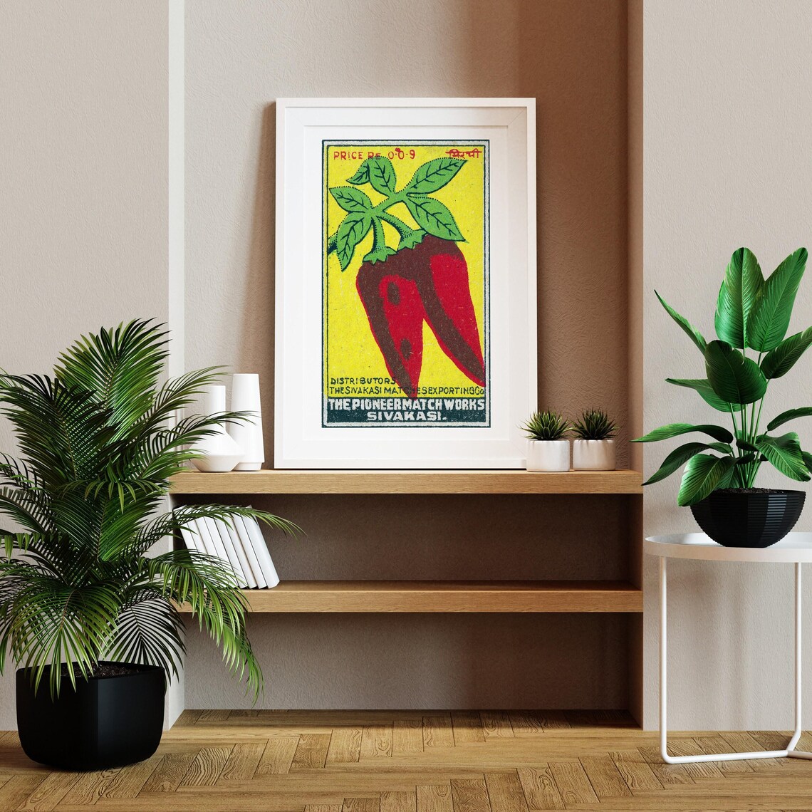 Red Chili Pepper Indian Match Label Vintage Sivakasi Art Poster - Image 2
