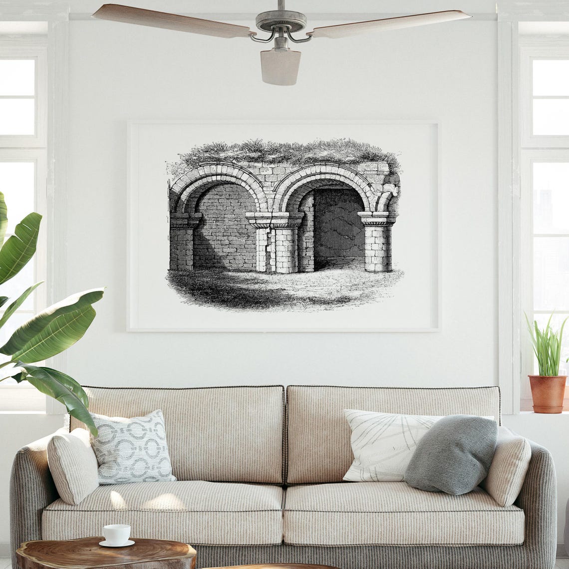 St Clements Worcester Norman Stone Arches Ruins Engraving Print - Image 3