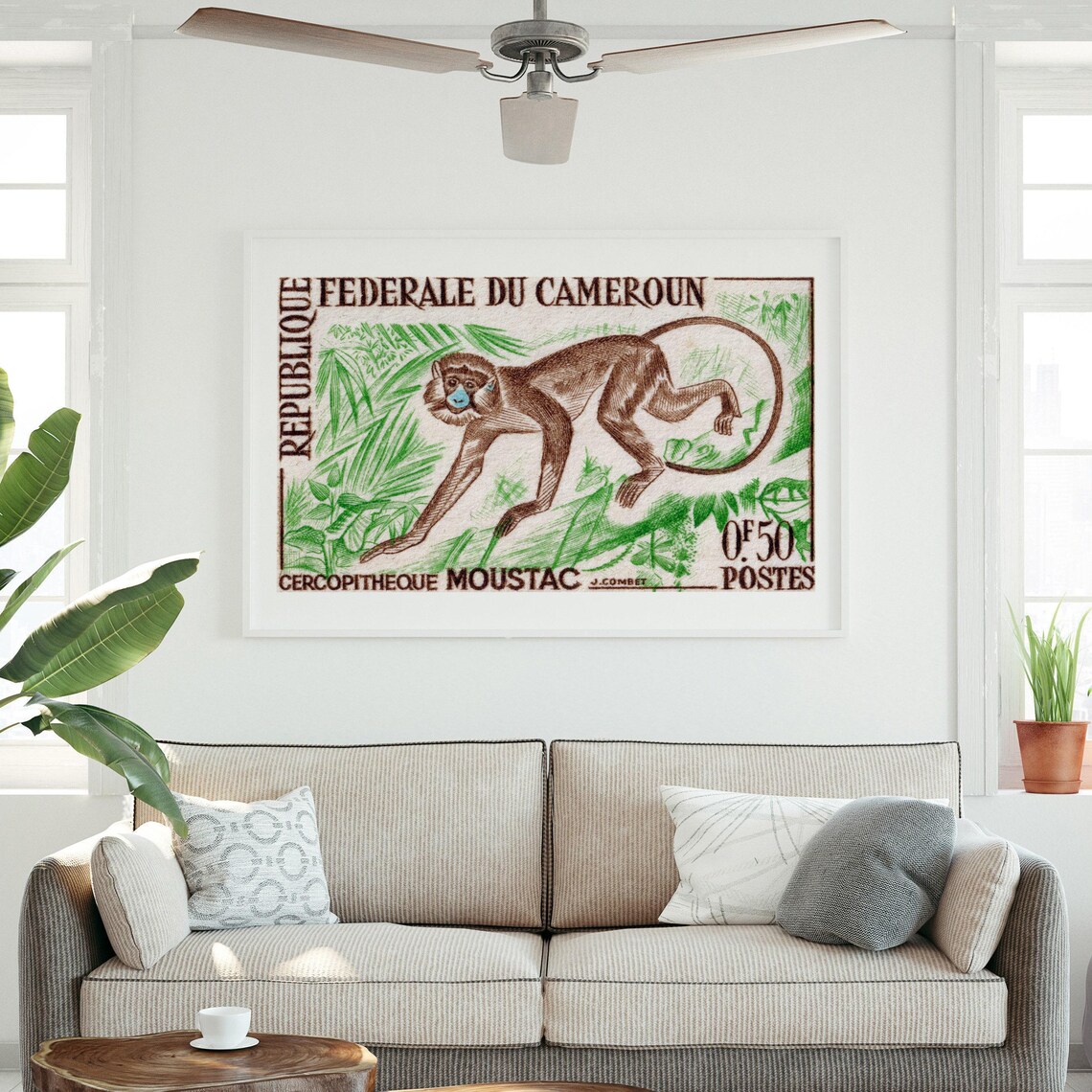 Ring Tailed Lemur Vintage Burma Art Stamp Poster - Image 3