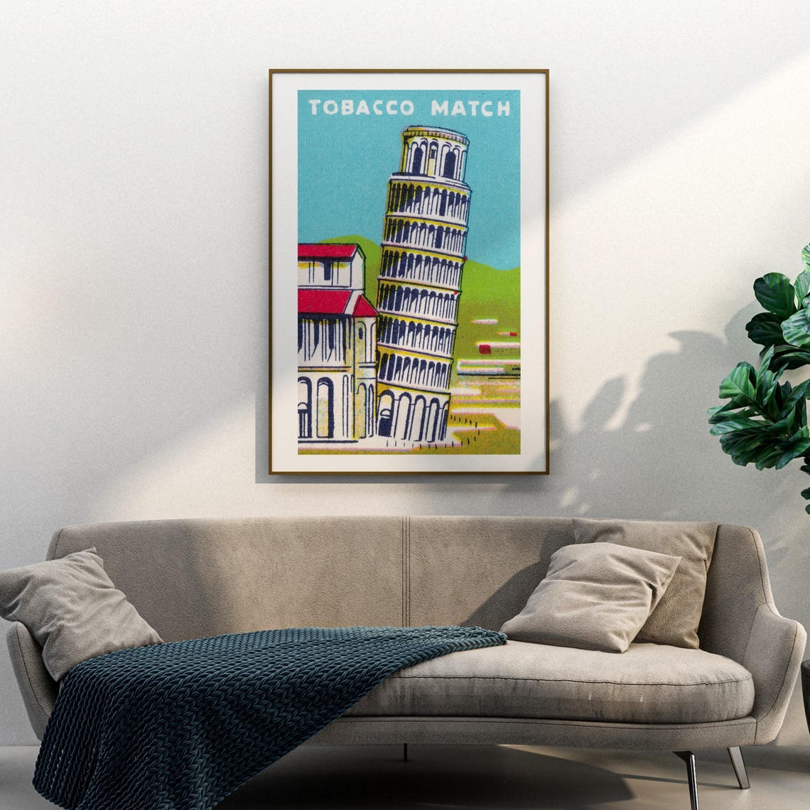 Leaning Tower Of Pisa Italian Retro Tobacco Match Label Art Poster - Image 3