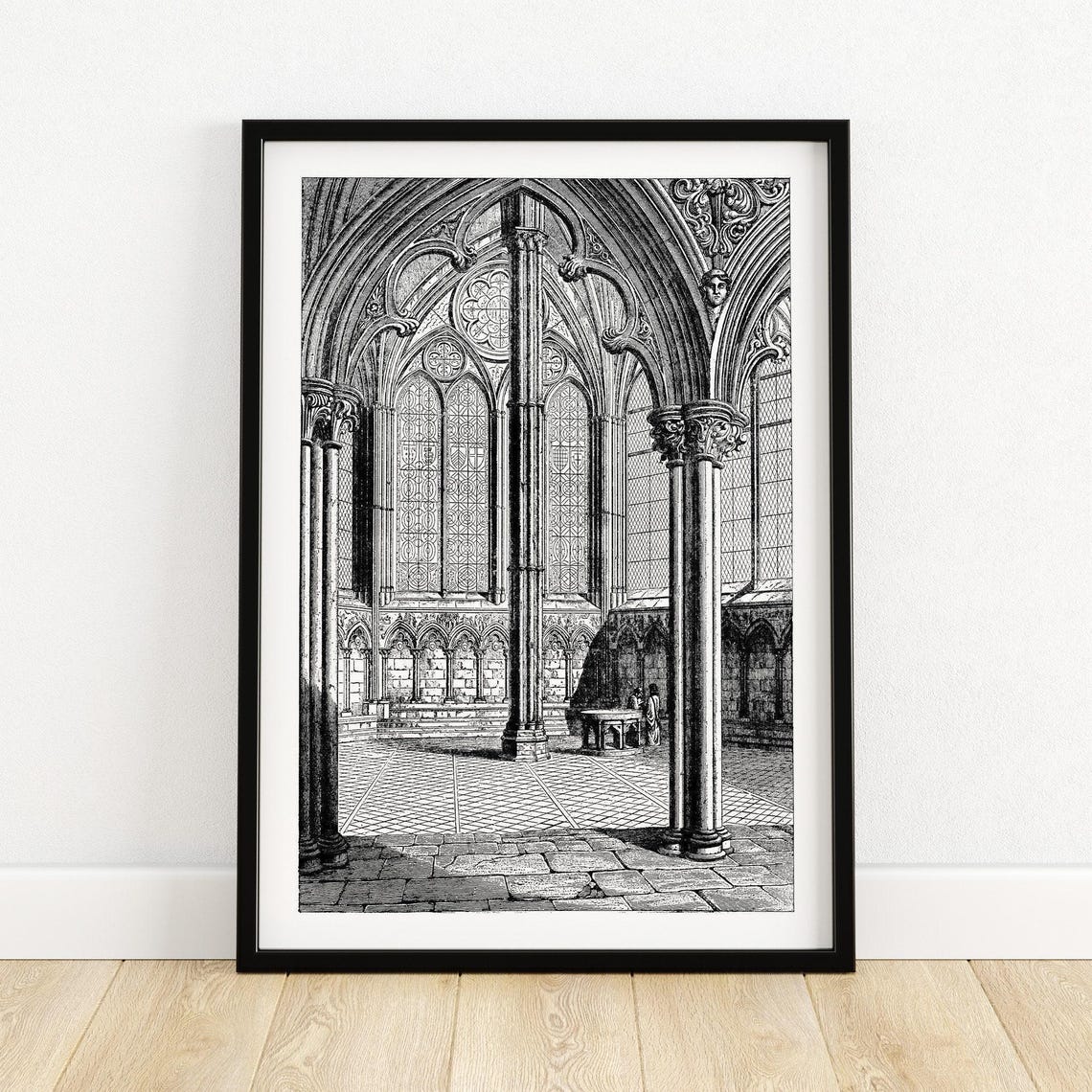 Salisbury Cathedral Chapter House Gothic Interior Engraving Poster