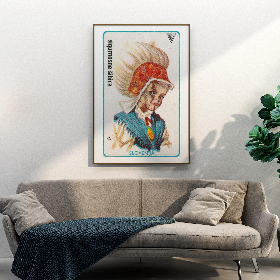 Slovenian Girl Folk Costume Vintage Matchbox Label Art Poster - Image 3
