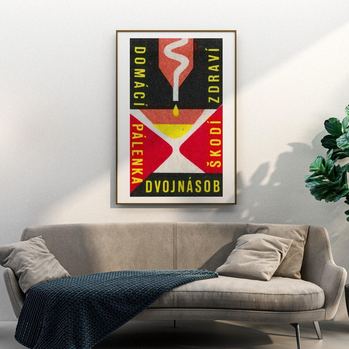 Homemade Alcohol Matchbox Vintage Czech Art Poster - Image 3