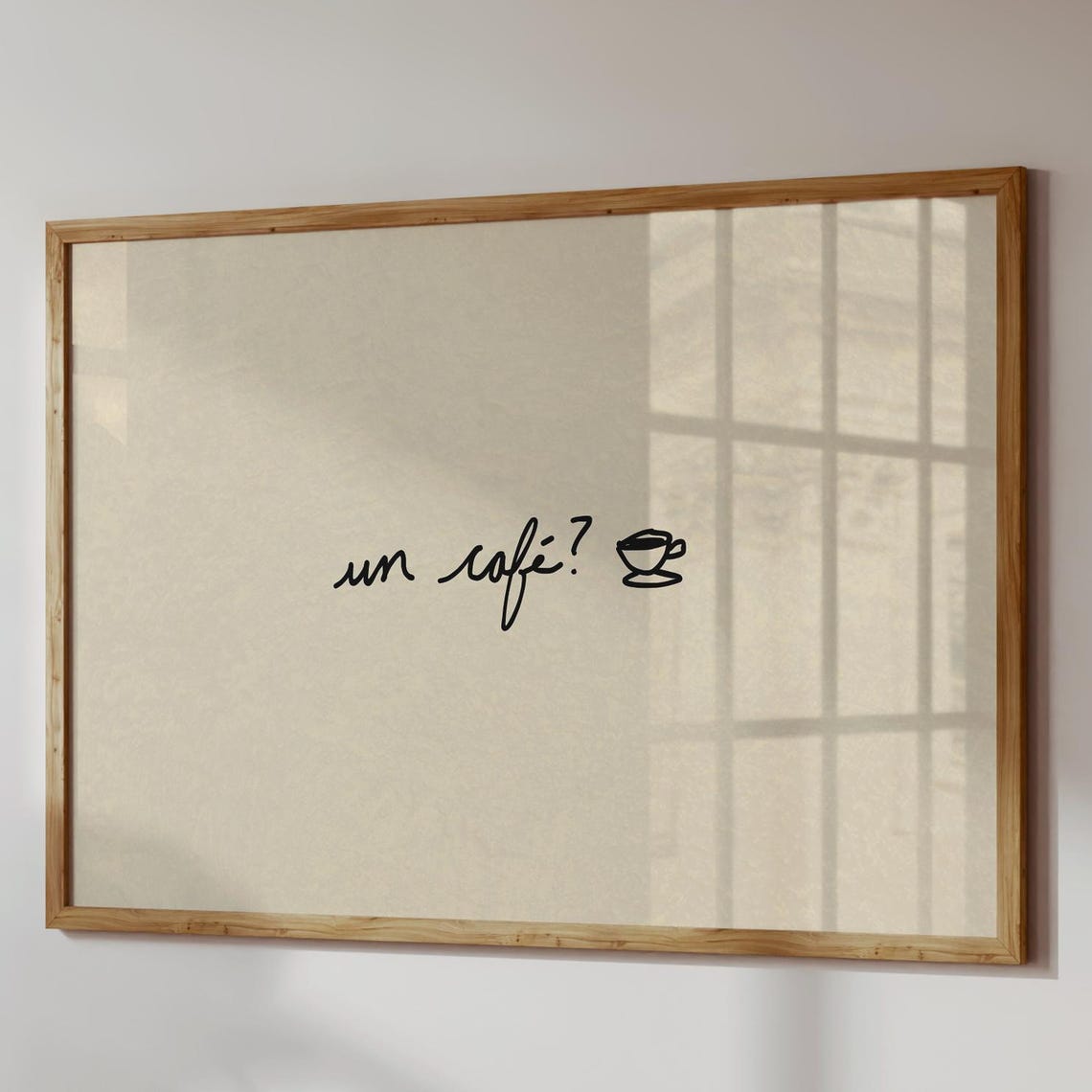 Un Cafe Question Handlettered French Coffee Minimal Kitchen Wall Art