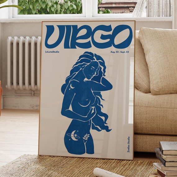 Virgo Retro Astrology Art Print, Minimalist Zodiac