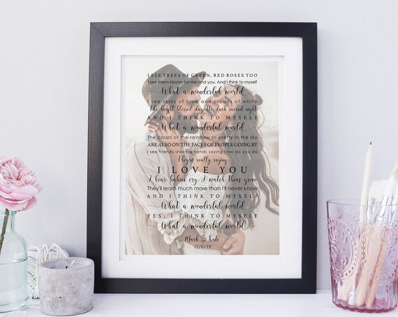 What A Wonderful World Song Lyrics Wedding Photo Gift Poster