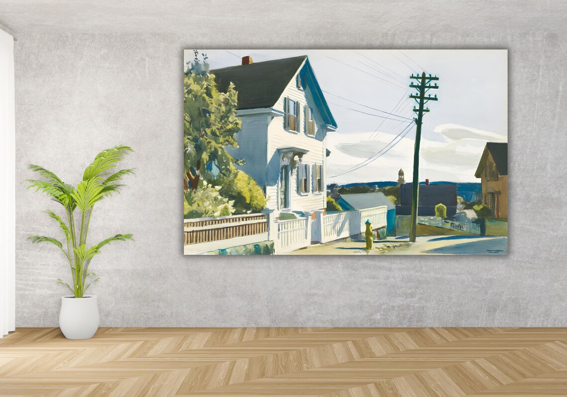 Hopper White Clapboard House Street Corner Americana Art Poster - Image 3