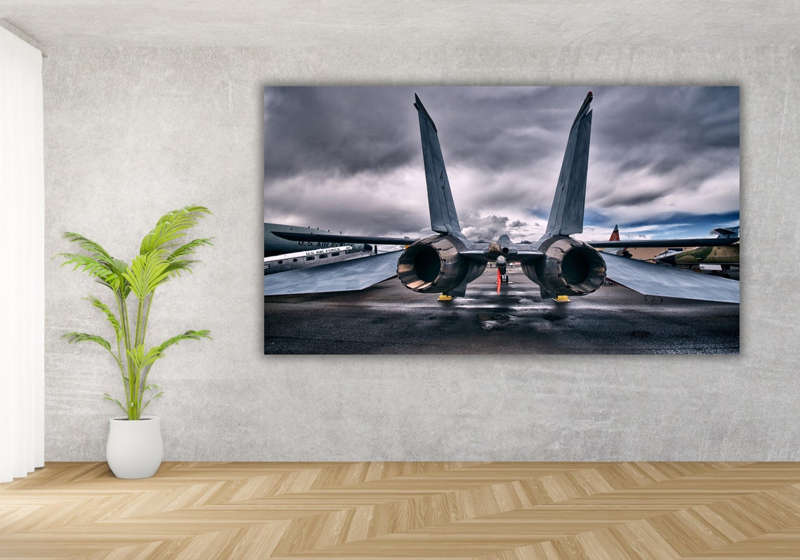 US Air Force Twin Engine Fighter Jet Exhaust Rear View Sky Poster - Image 3