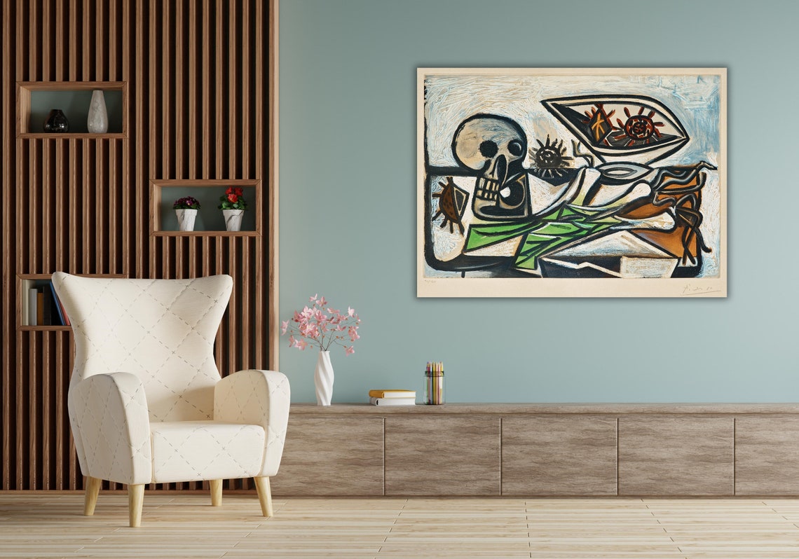 Pablo Picasso Cubist Still Life Skull Bold Modern Art Poster - Image 3