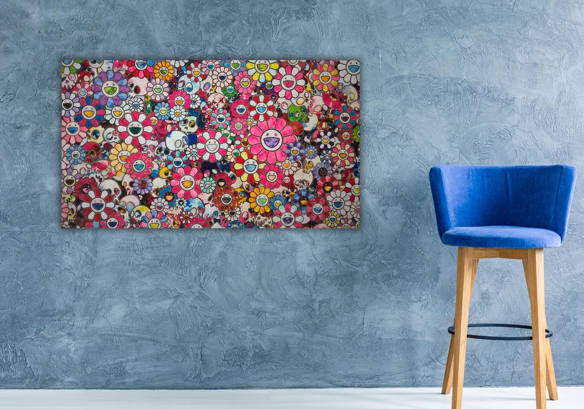 Takashi Murakami Smiling Flower Field Colorful Pop Art Poster - Image 2