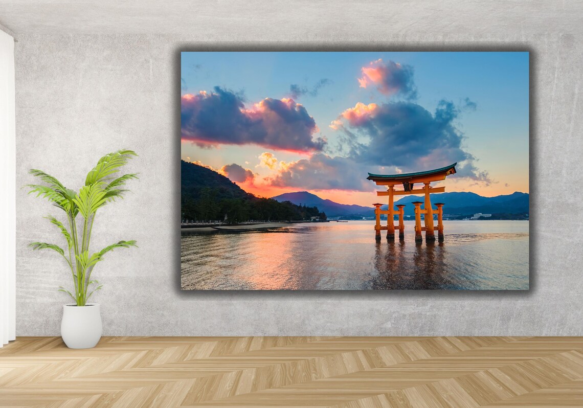 Japanese Itsukushima Torii Gate Sunset Miyajima Island Sea Poster - Image 3