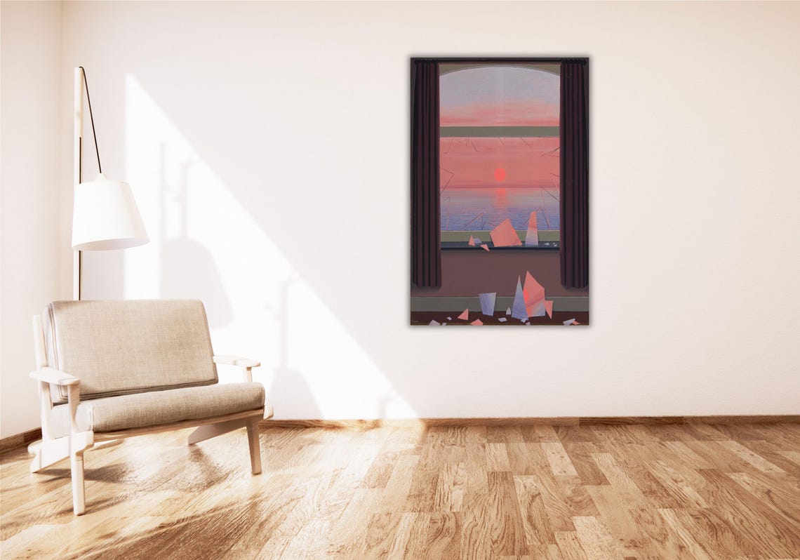 Rene Magritte The Human Condition Shattered Window Sunset Poster - Image 3