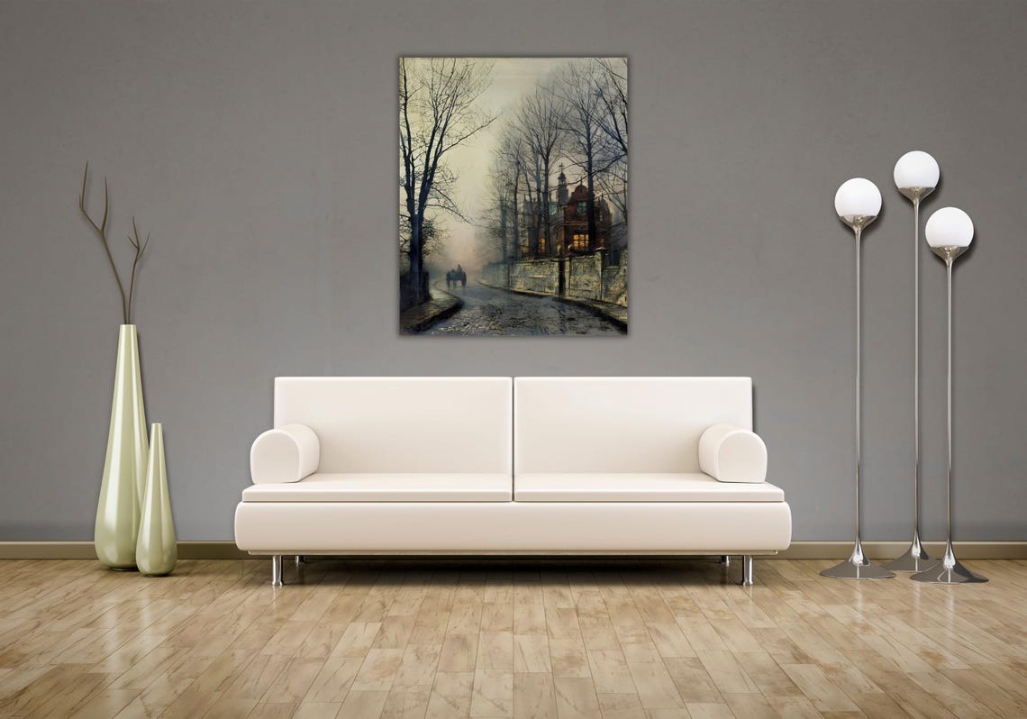 Atkinson Grimshaw Moonlit Victorian Lane Golden Dusk Scene Art Poster - Image 2