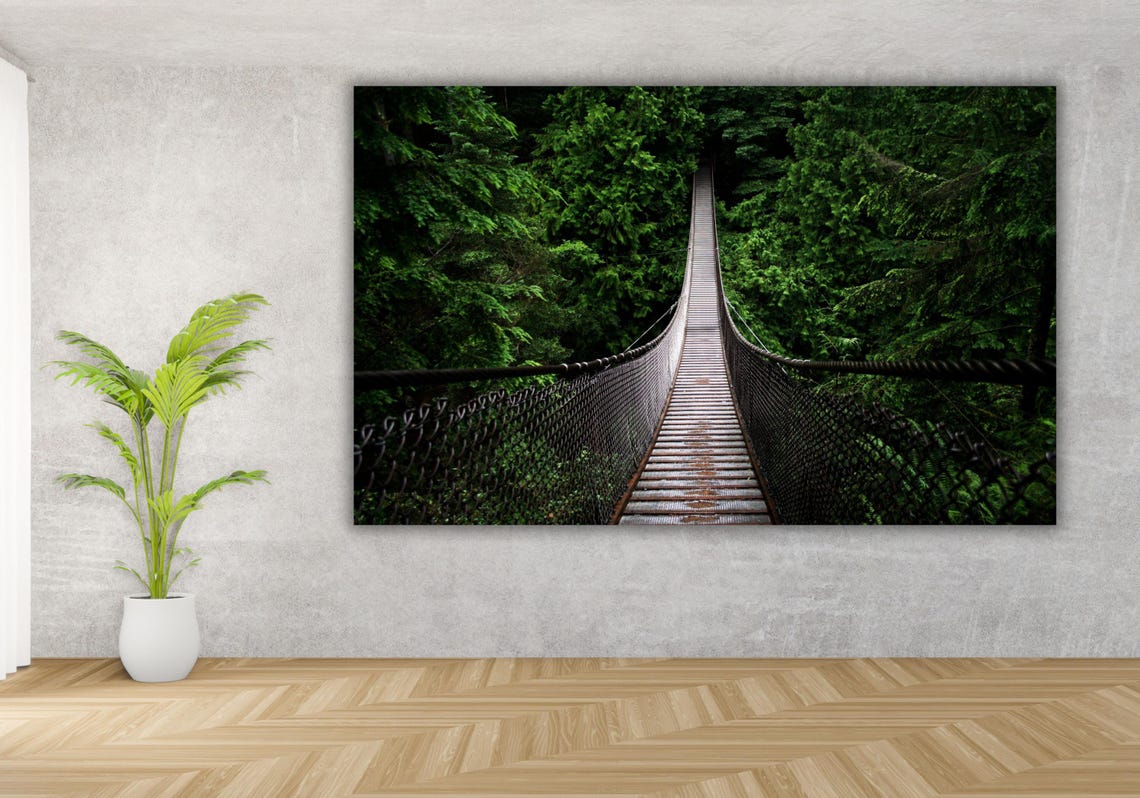 Forest Suspension Footbridge Dark Green Canopy Adventure Trail Poster - Image 3