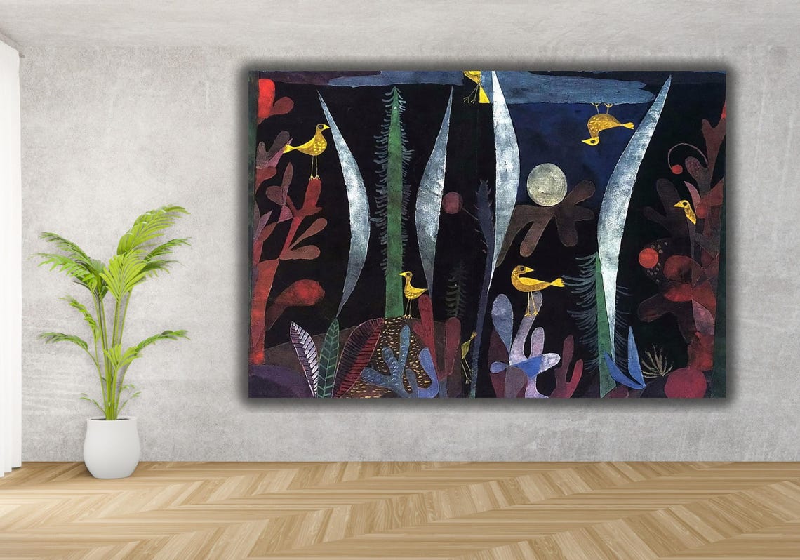 Paul Klee Yellow Birds Night Garden Modern Abstract Painting Poster - Image 2
