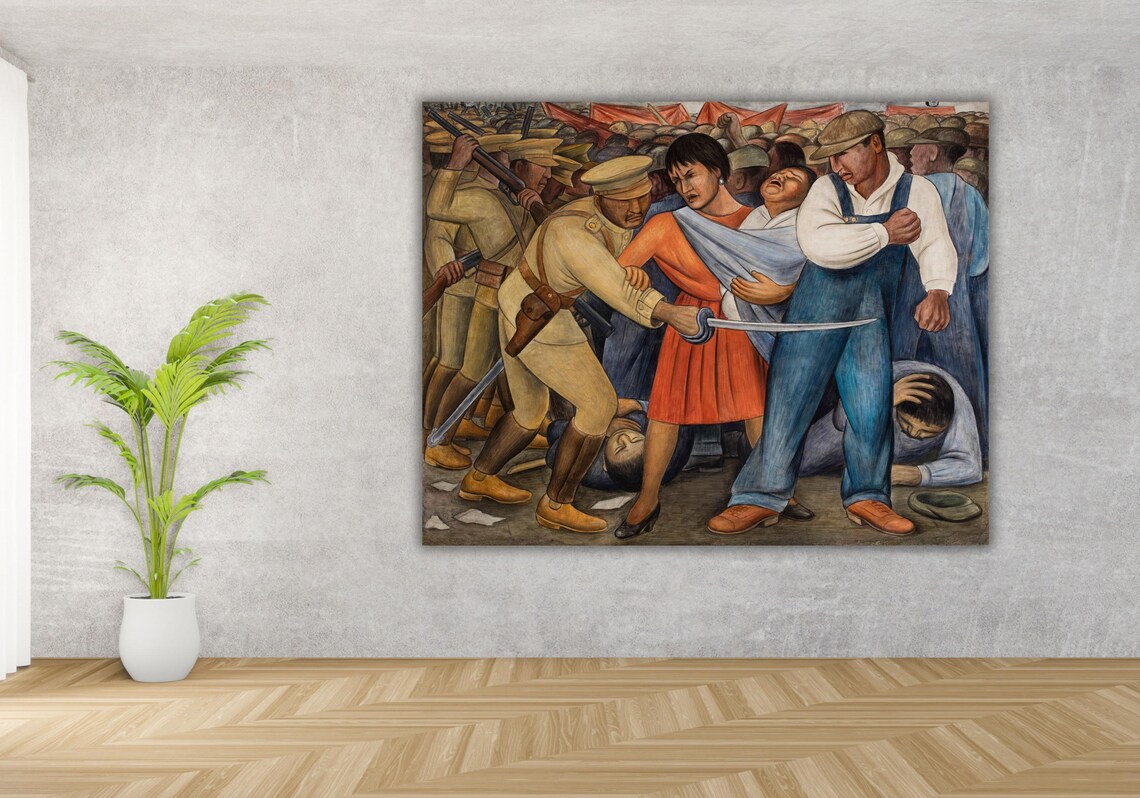 Diego Rivera The Uprising Mexican Revolution Mural Painting Poster - Image 2