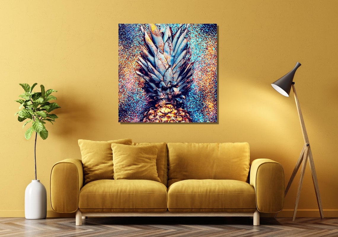Colorful Glitter Pineapple Fruit Pop Photography Kitchen Poster - Image 3