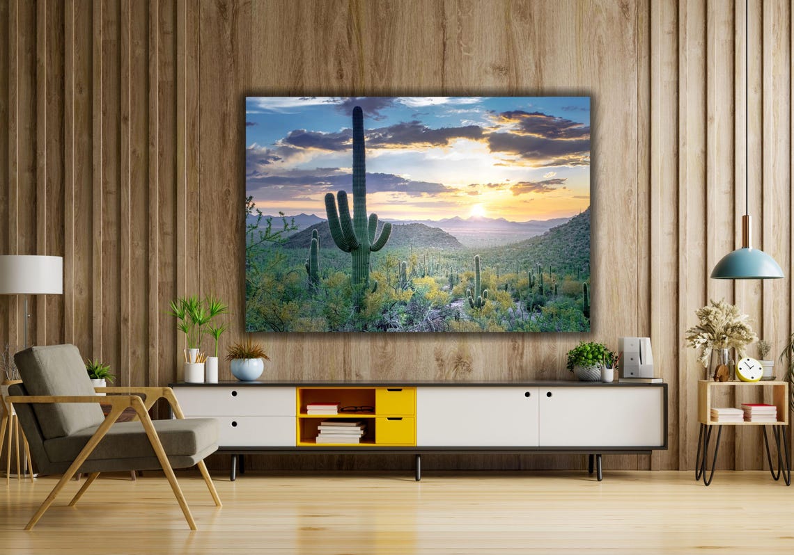 Majestic Arizona Desert Sunset Saguaro National Park Landscape Poster - Image 3