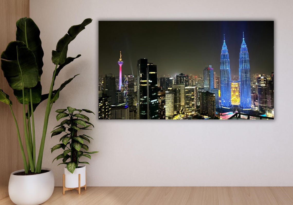 Kuala Lumpur Night Cityscape Petronas Towers Blue Skyline Poster - Image 3