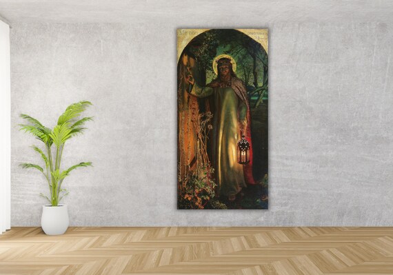 Holman Hunt Light of the World Christ Lantern Night Door Painting Poster
