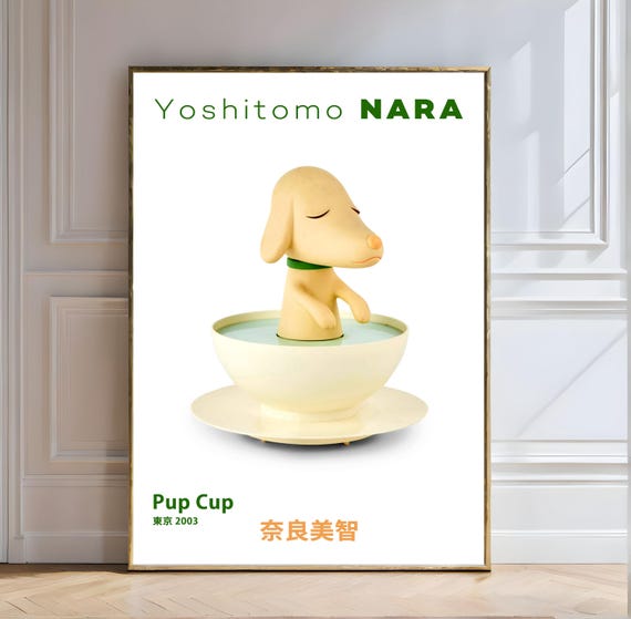 Yoshitomo Nara Pup Cup 2003 Yoshitomo Nara Pup Cup Nara Art Minimalist Art Cute Dog Teacup Dog Pop Art Japanese Art Dreamy Dog
