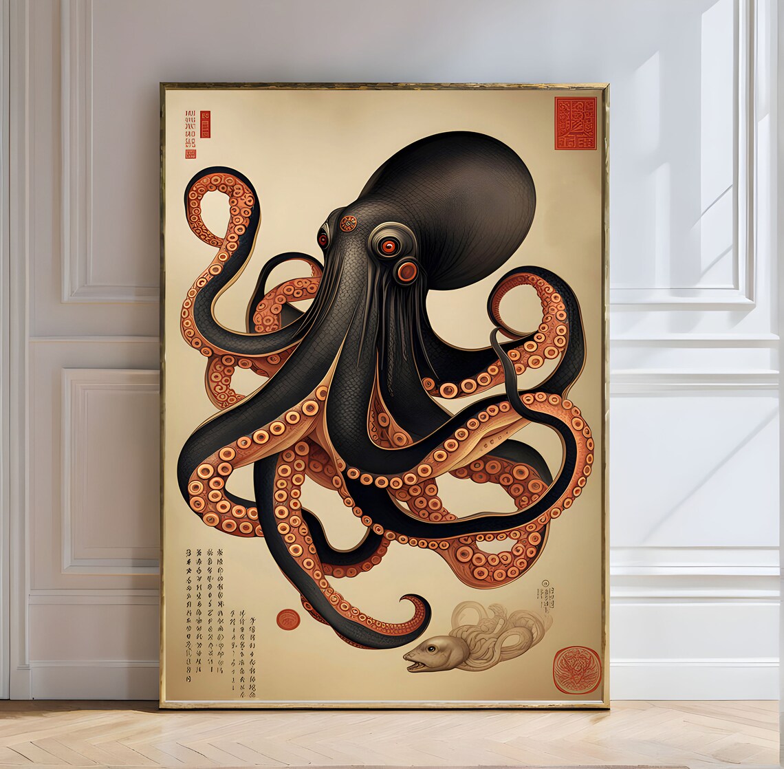 Tentacles of Edo Majestic Octopus Japanese Ukiyo E Art Poster
