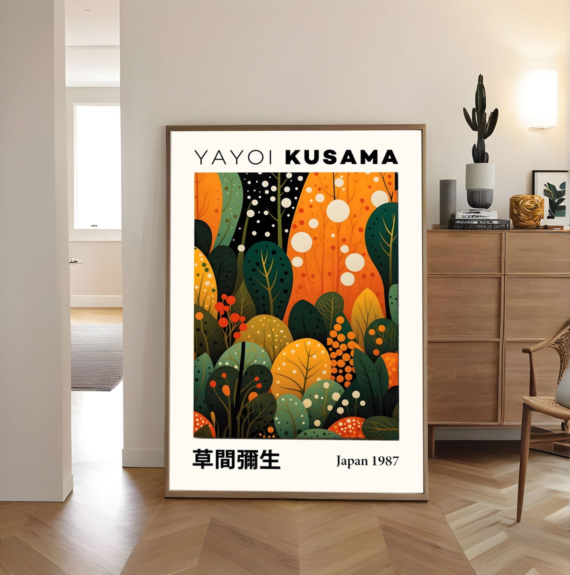 Yayoi Kusama Enchanted Forest Dots Leaves Autumn Japan 1987 Poster - Image 4