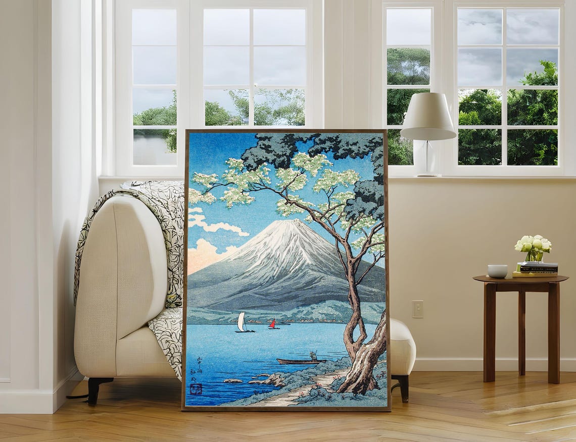 Hiroaki Takahashi Mount Fuji Lake Yamanaka Japanese Woodblock Poster - Image 3