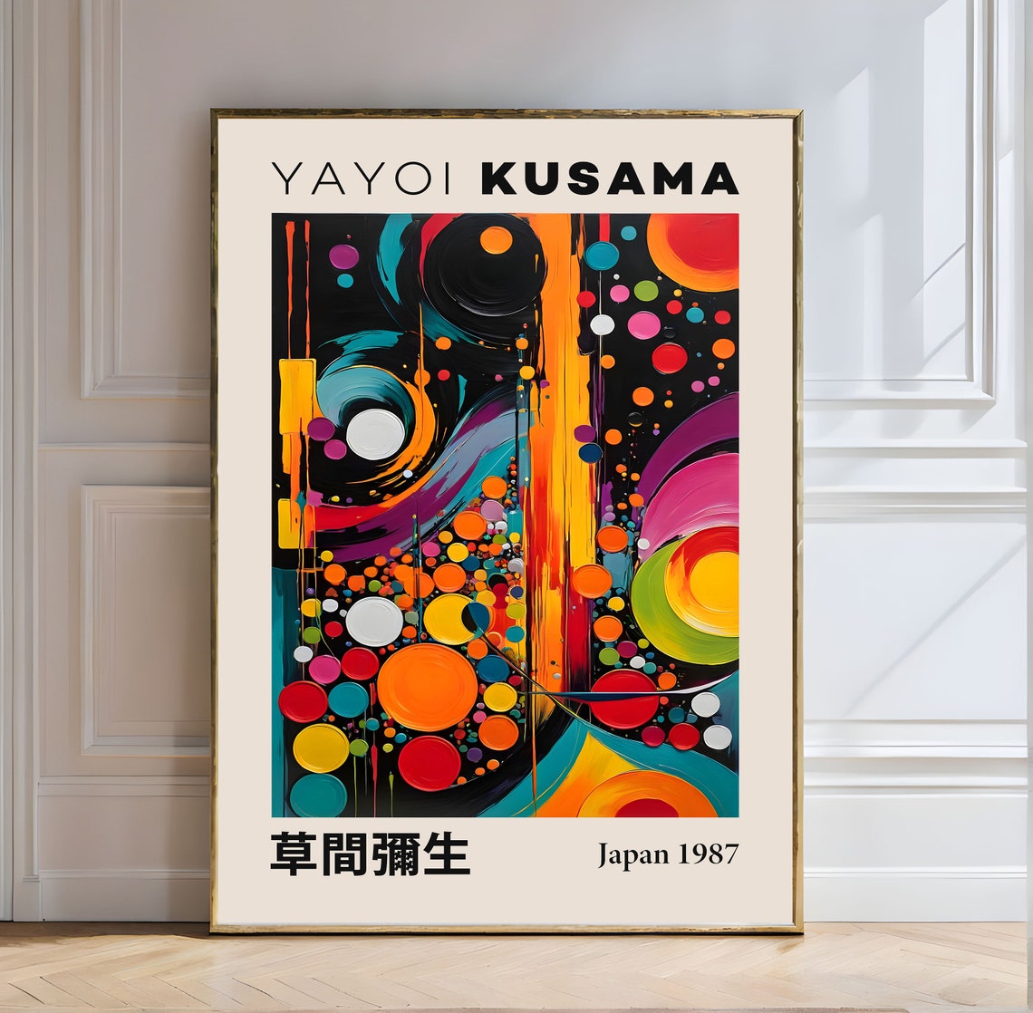 Yayoi Kusama Vibrant Abstract Circles In Motion Japan 1987 Poster