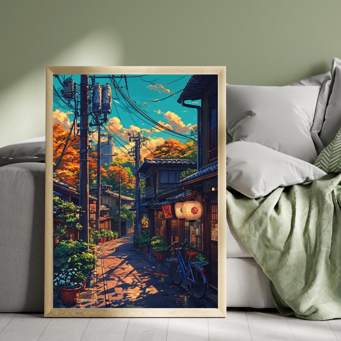 Japanese Street Ramen Shop In Golden Autumn Light Anime Art Poster - Image 5