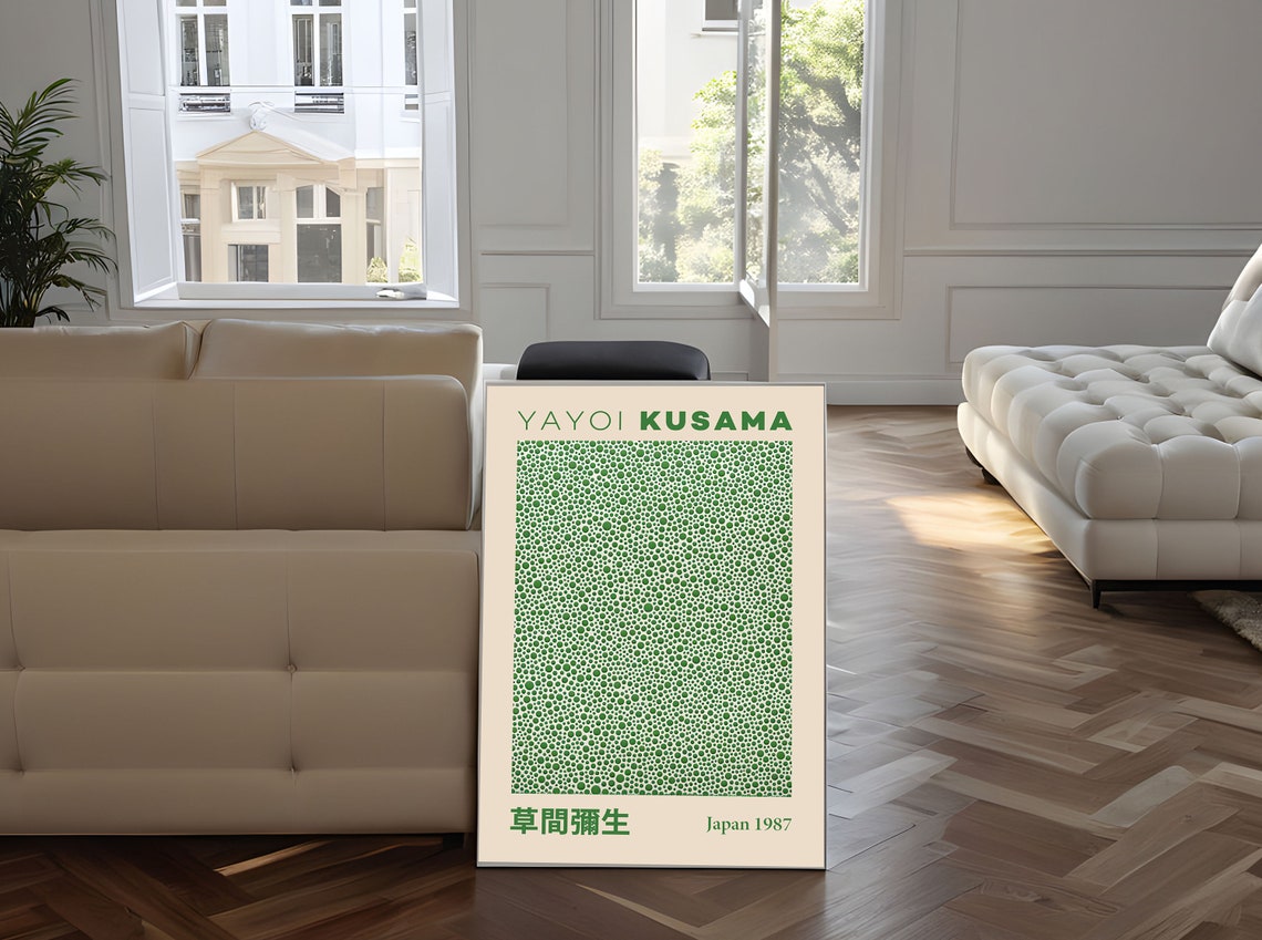 Yayoi Kusama Japan 1987 Green Polka Dot Abstract Pattern Poster - Image 5