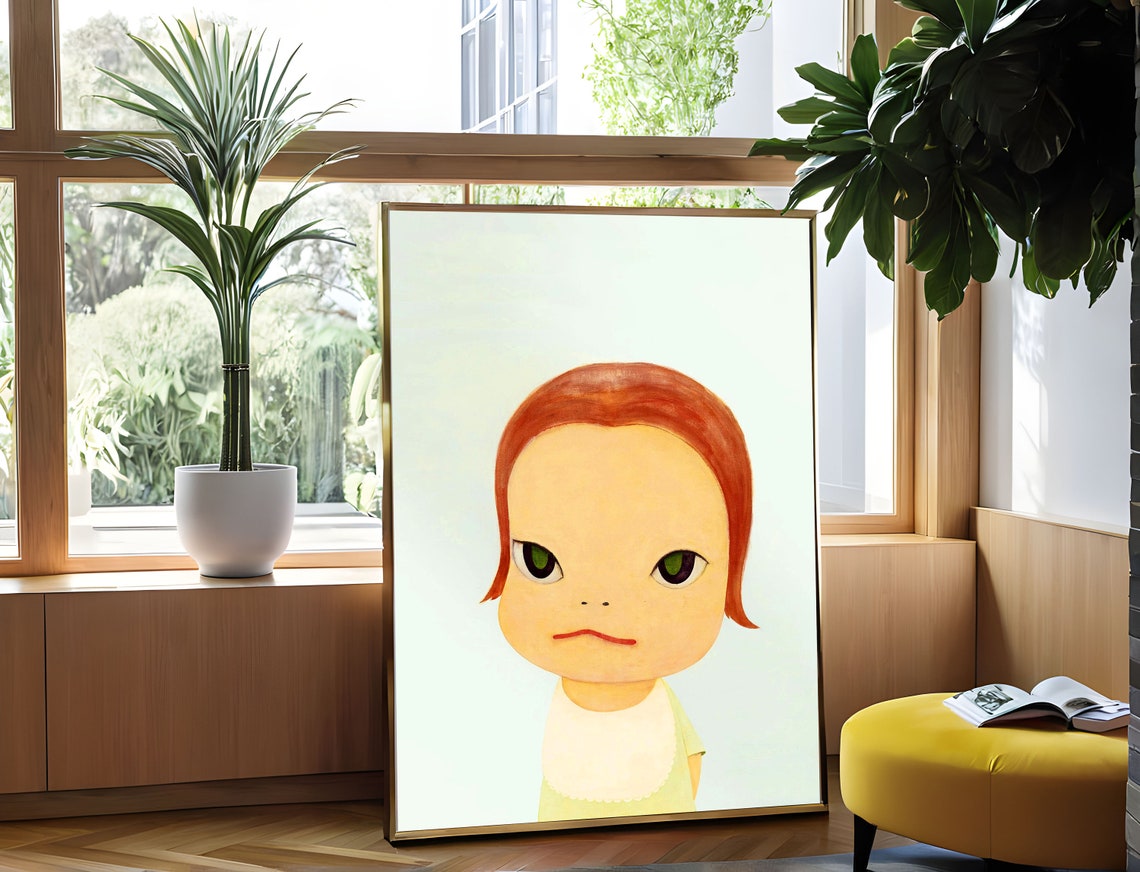 Yoshitomo Nara Green Eyed Child With Red Hair Portrait Yoshitomo Nara Green Eyes Child Red Hair Portrait Minimalist Contemporary - Image 2