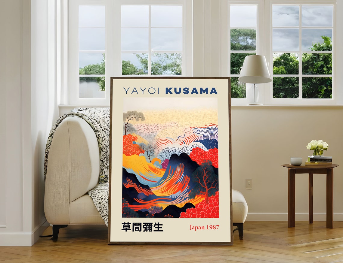 Yayoi Kusama 1987 Exhibition Vibrant Abstract Landscape Art Poster - Image 2