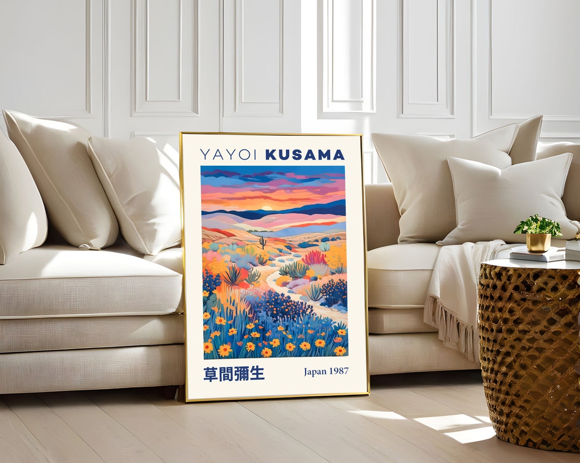 Yayoi Kusama Western Desert Sunset Cactus Wildflower Japan 1987 Poster - Image 3