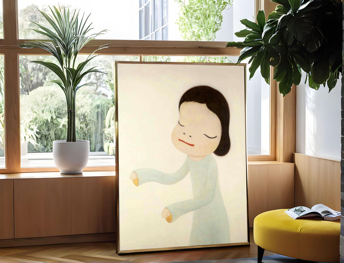 Yoshitomo Nara Night Walker 2001 Sleepwalker Girl Closed Eyes Poster - Image 4