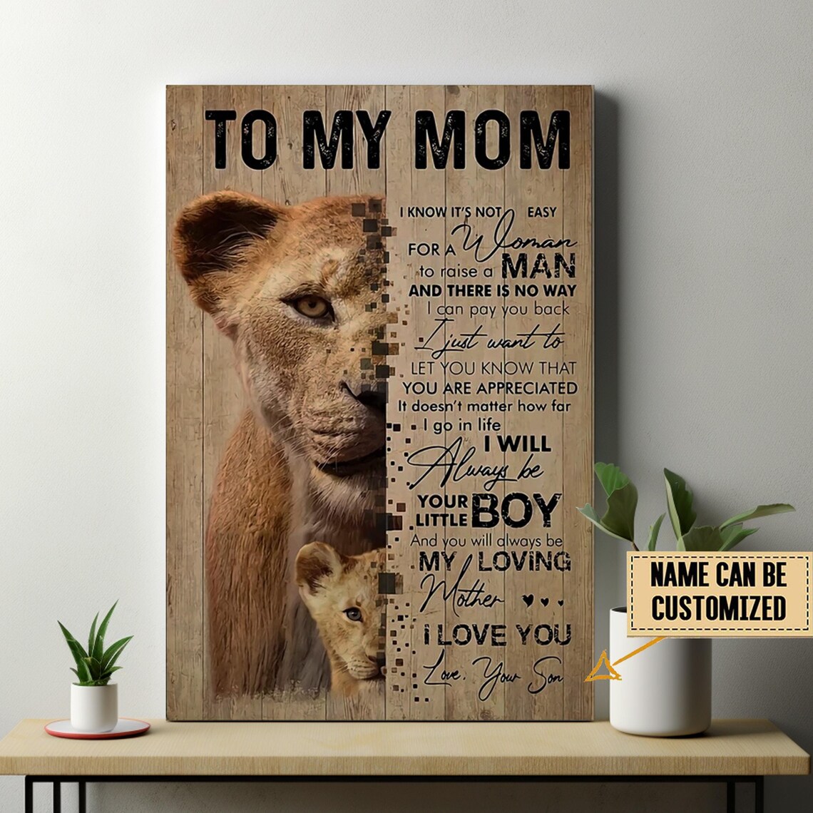 To My Mom Personalized Lioness Cub Always Your Little Boy Poster - Image 2