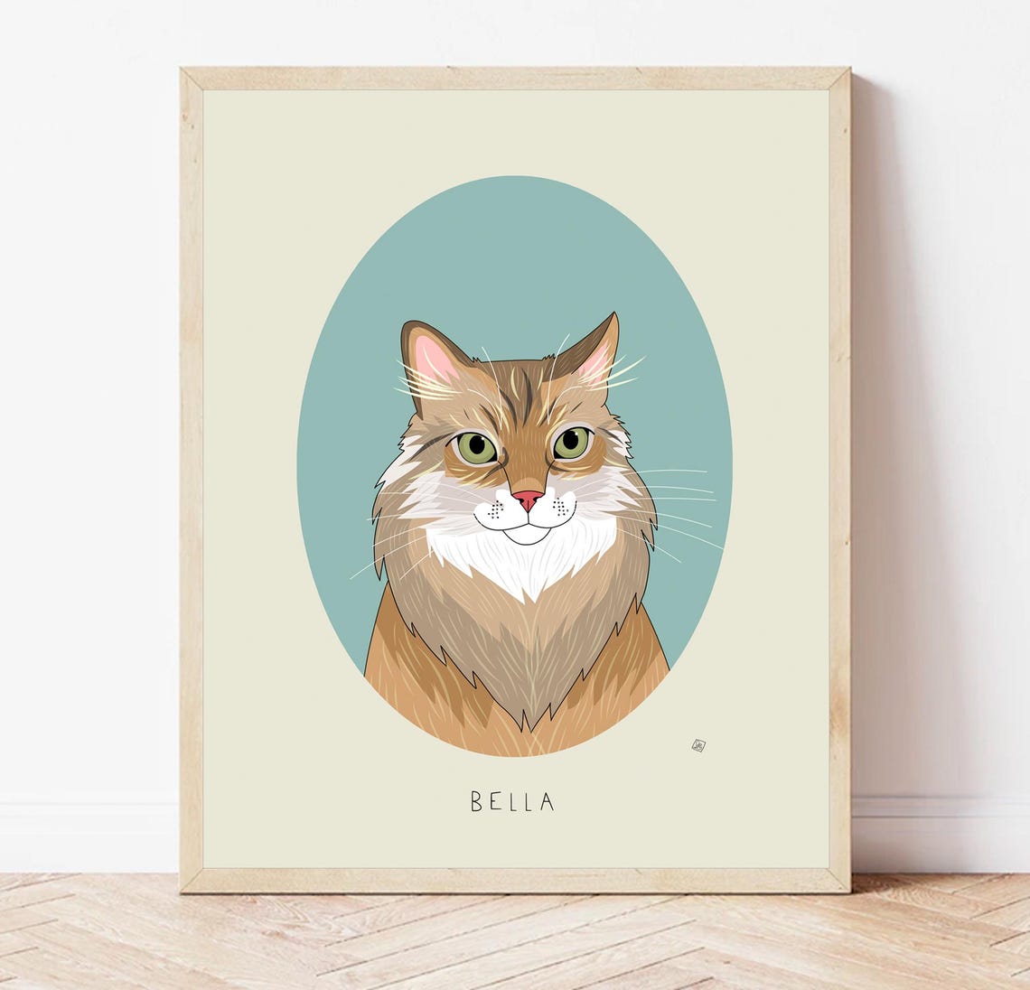 Bertha Blue Eyed Colorpoint Cat Named Portrait Custom Cat Poster - Image 5