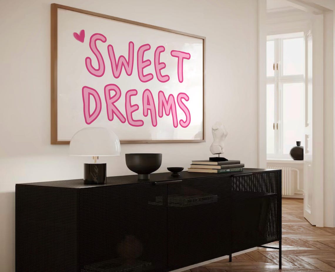 Sweet Dreams Pink Bubble Typography Cute Girly Bedroom Poster - Image 2