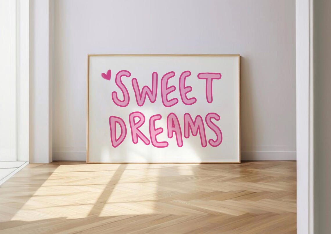 Sweet Dreams Pink Bubble Typography Cute Girly Bedroom Poster - Image 3