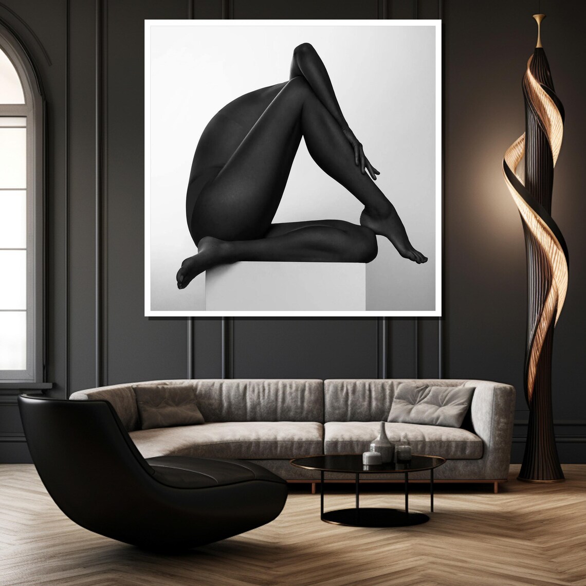 Minimalist Black and White Nude Silhouette Modern Abstract Body Painting Poster - Image 4