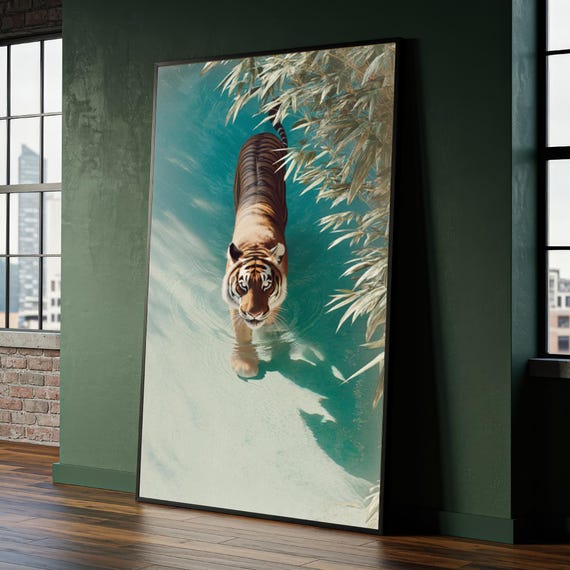 Majestic Tiger Canvas Painting Wild Jungle Animal Wall Art Ready To Hang Statement Gift Bold Exotic Decor For Modern Nature Lovers