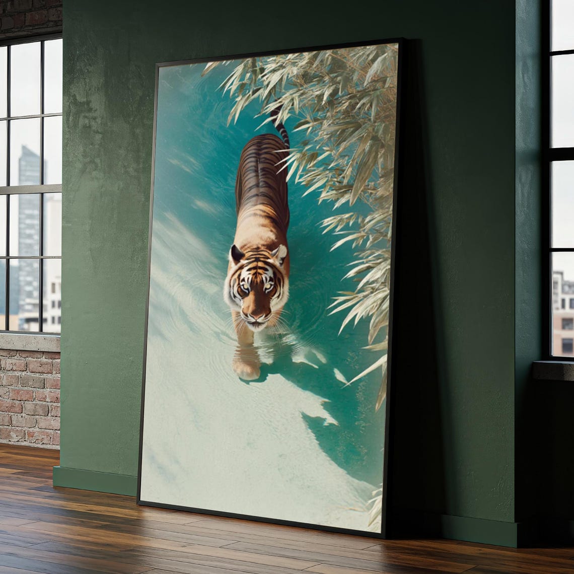 Majestic Tiger Canvas Painting Wild Jungle Animal Wall Art Ready To Hang Statement Gift Bold Exotic Decor For Modern Nature Lovers