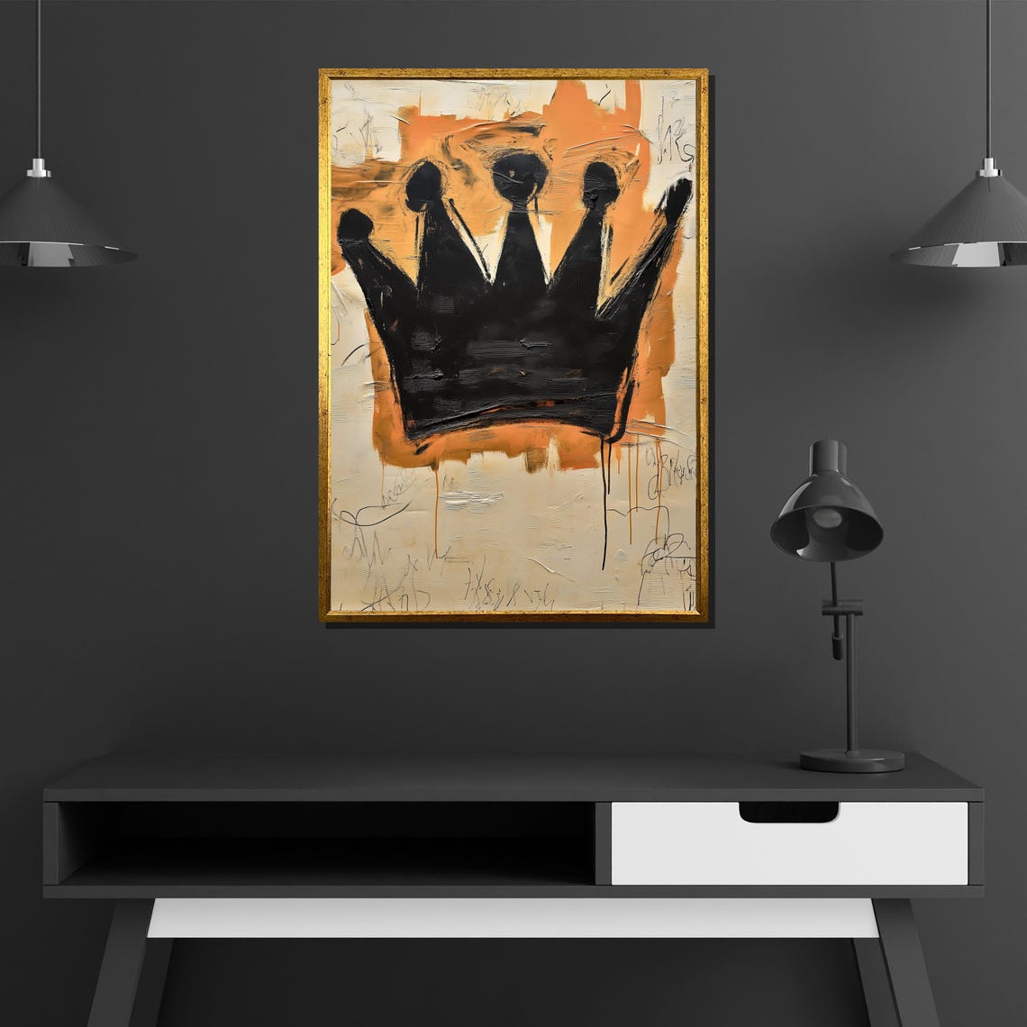 Black Crown Urban Street Art Style Bold Abstract Wall Poster - Image 3