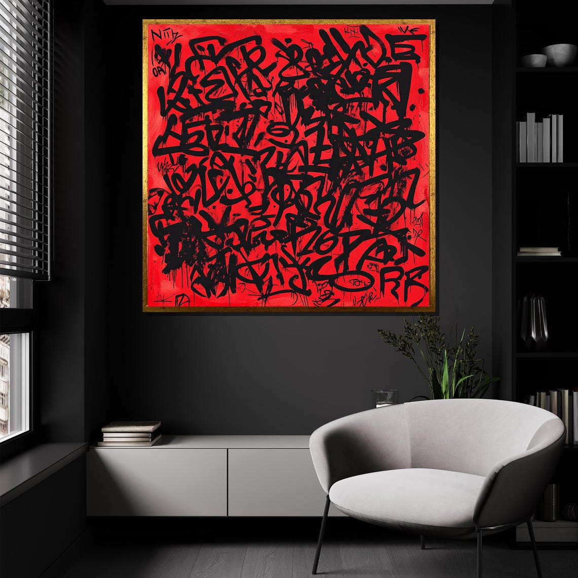 Red Graffiti Tag Canvas Street Art Bold Urban Calligraphy Poster - Image 2