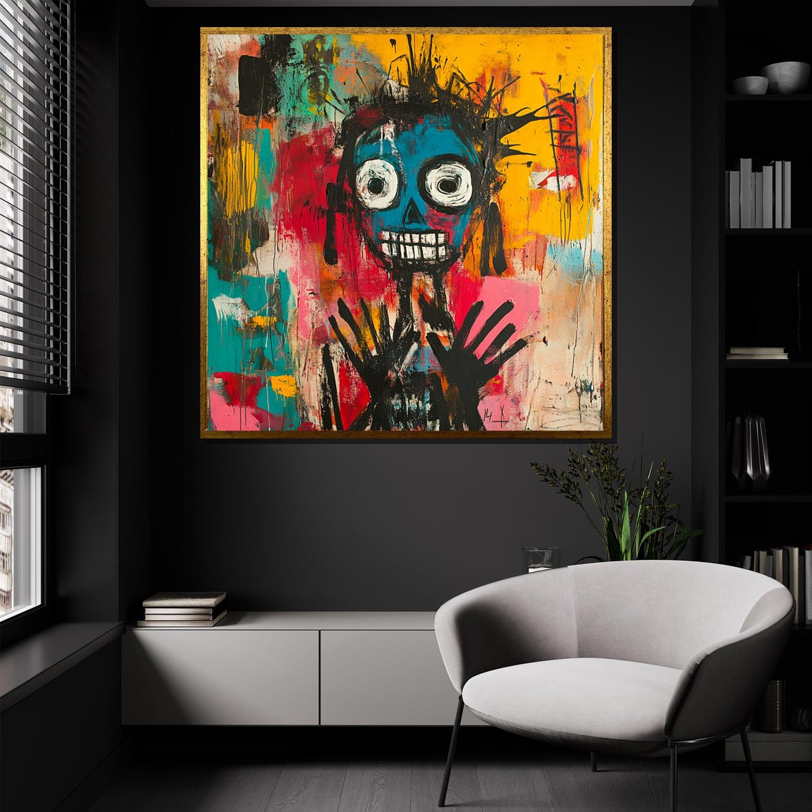 Crowned Skull Raw Neoexpressionist Graffiti Street Art Poster - Image 2