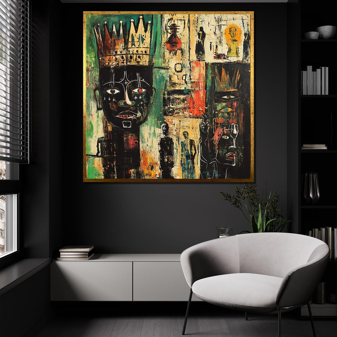 Regal Crowned Faces Neo Expressionist Urban Abstract Art Poster - Image 2