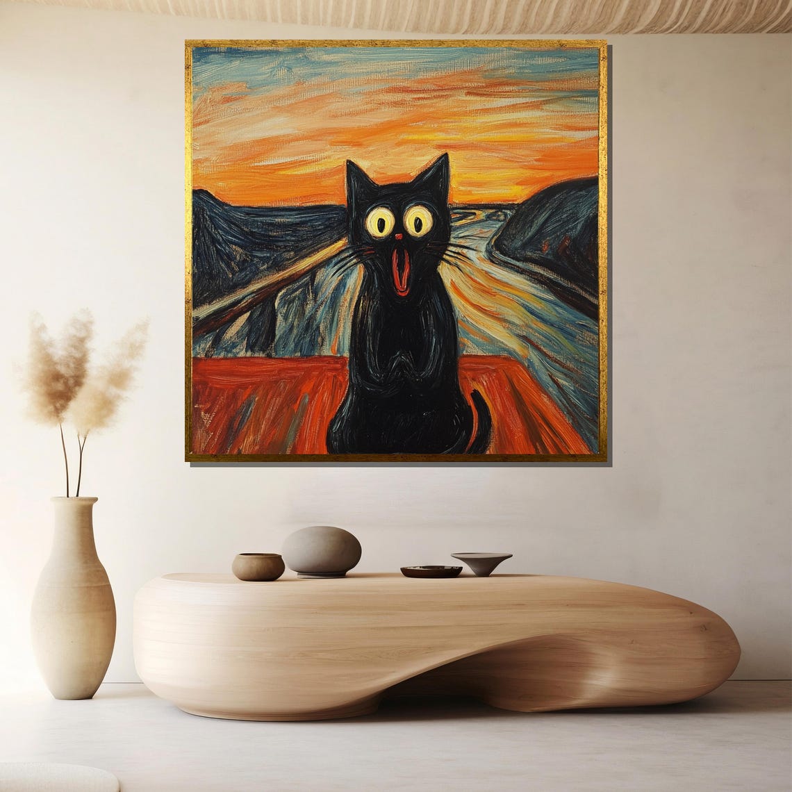 Screaming Cat Canvas Painting Funny Pop Art Wall Decor Ready To Hang Gift For Lovers - Image 2