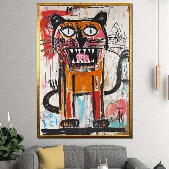 Raw Fierce Cat Neoexpressionist Bold Graffiti Street Art Poster