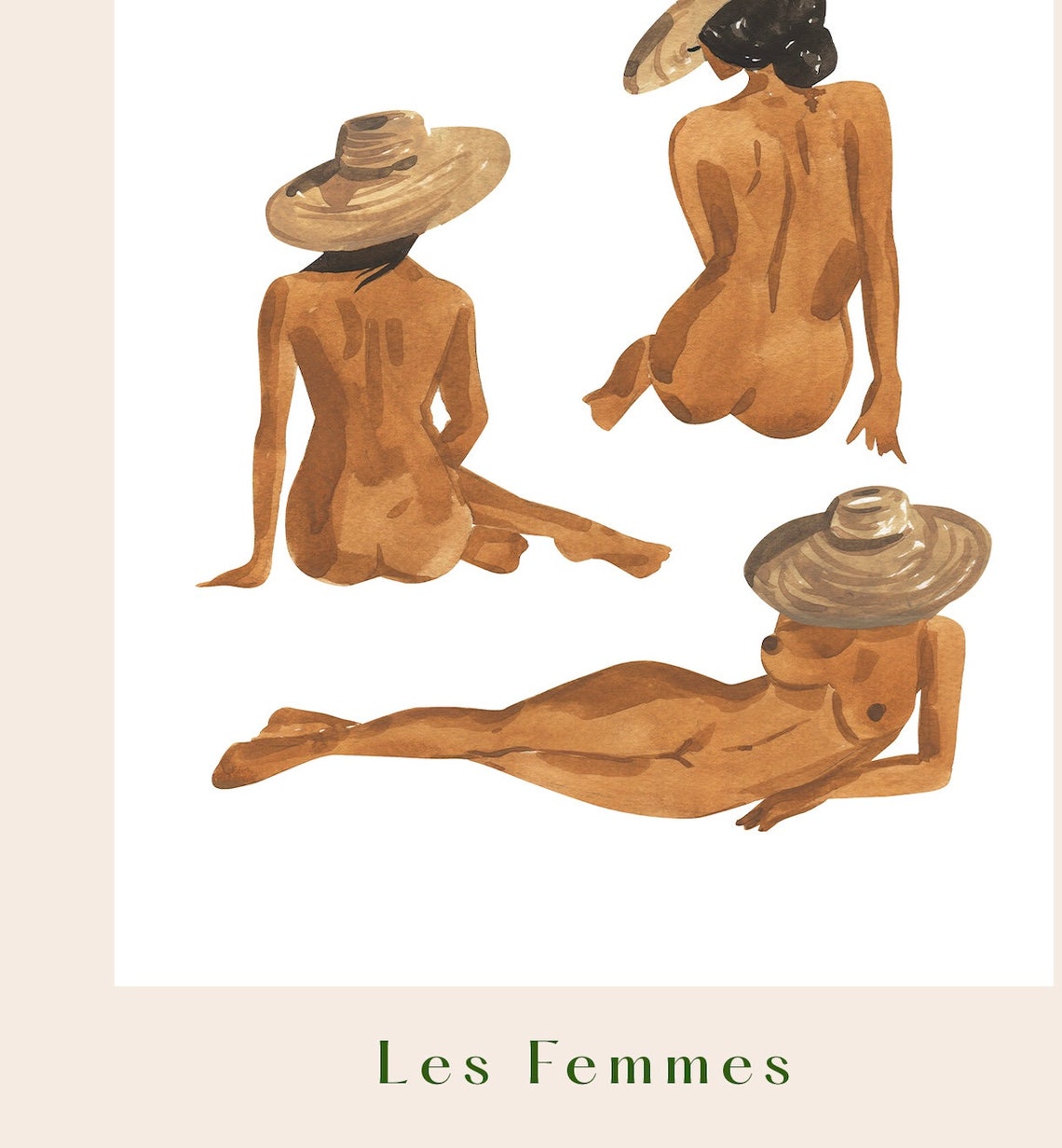 Les Femmes Poster Print Figure Studies Art Print Nude Portrait Watercolor Feminine Minimalist Boho Painting Sabina Fenn Illustration - Image 3