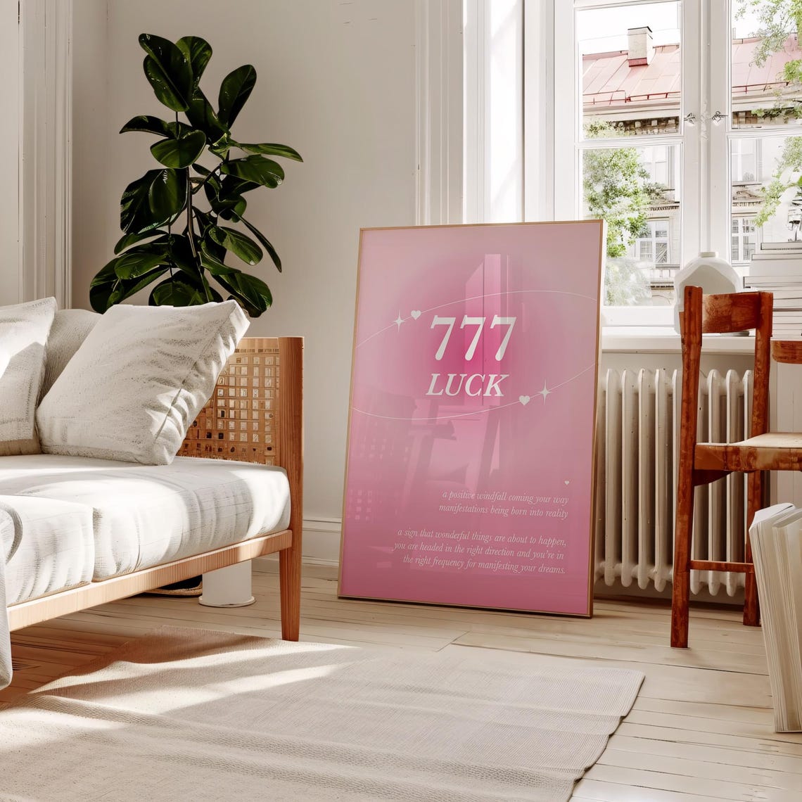 Pink Angel Number 777 Wall Art Trendy Pink 777 Aura Poster 777 Angel Number Pink Print 777 Pink Poster - Image 4